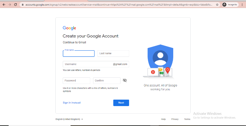 How to create a gmail account