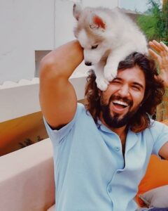 dashing vijay deverakonda with his puppy